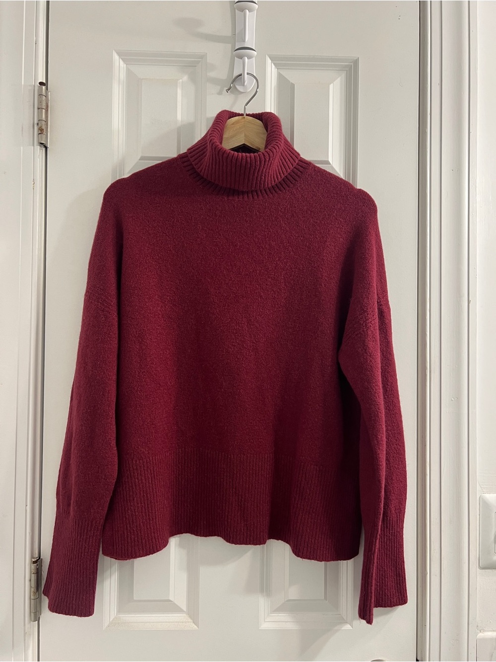J. Crew Burgundy Wool Turtleneck Sweater- Small - Picture 2 of 9
